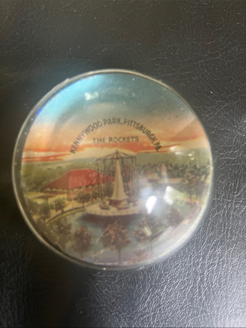 Kennywood Park Vintage Souvenir Glass Dome Paper weight - Multicolor